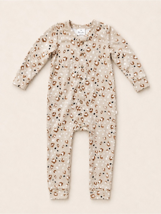 Jax & Lennon Other - Jax & Lennon Leopard Print Loungesuit / Bamboo / Long-Sleeve Animal Print Romper
